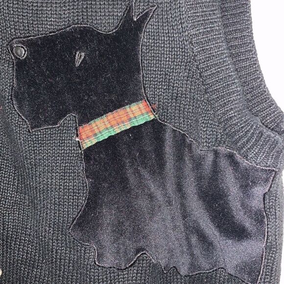 Vtg Scottie dog black sweater vest - Picture 9 of 11
